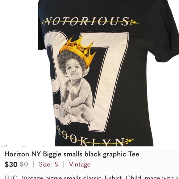 Horizon NY Biggie smalls black graphic Tee - Picture 8 of 9